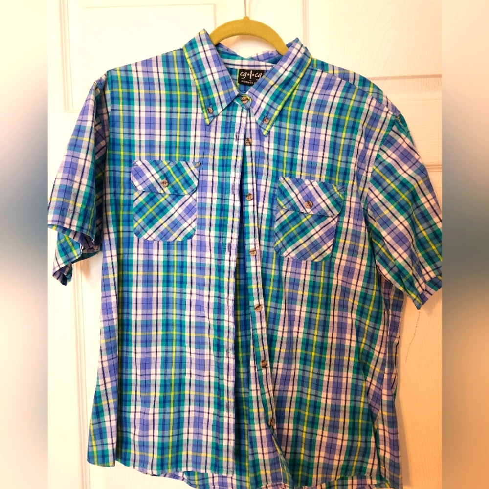 C.G.L.C.G.Blue and Green Plaid Shirt, sz XL